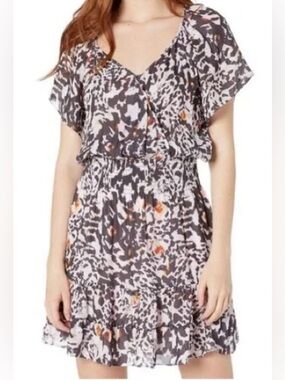 Parker Augustine Mini Dress in Gray, Cream & Pink